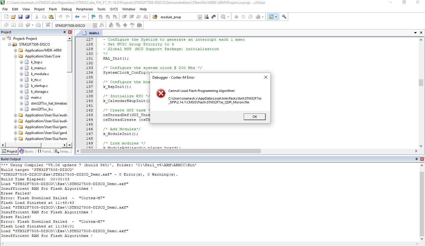 Cannot Load Flash Programming Algorithm Error - STMicroelectronics ...